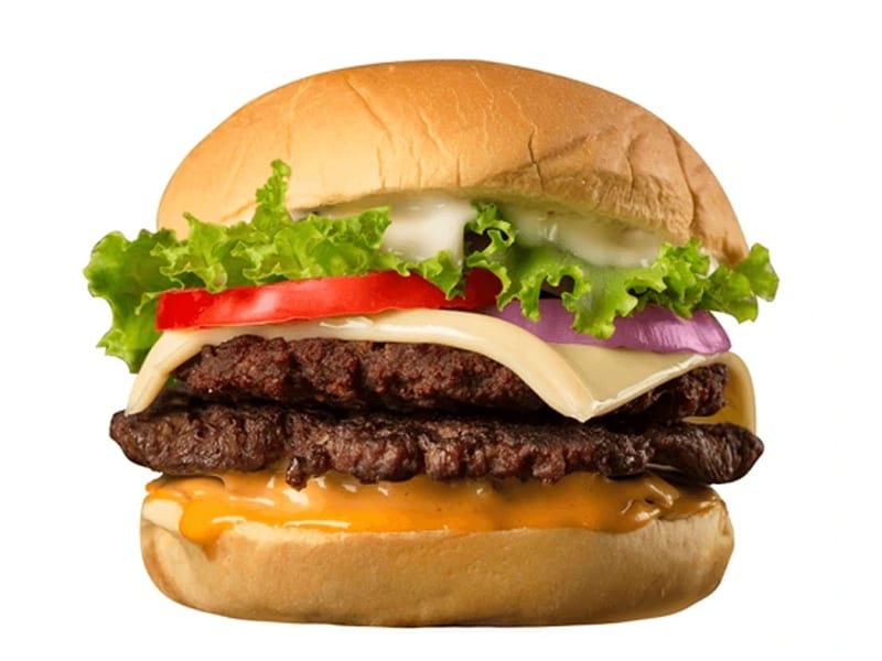 Double Trouble Beef, Two hearty beef patties stacked with cheese slice and mayo, Sufraq Karachi