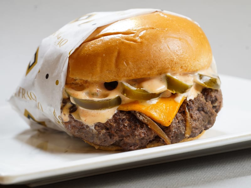 Fiery Jalapeno Beef, Spicy beef patty with jalapeno sauce, cheese and chipotle sauce, Sufraq Karachi