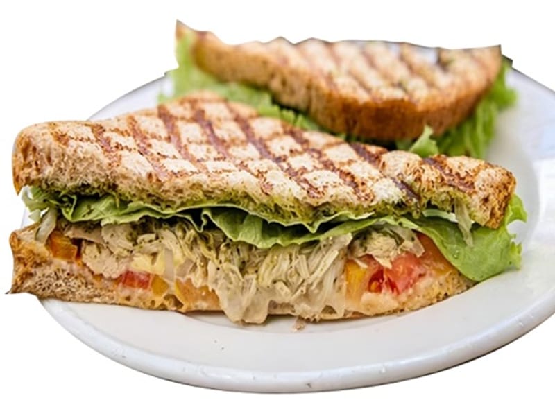 Grilled Chicken Classic, Golden-grilled chicken with zesty jalapeños, olives, creamy mayo and a cheese slice, Sufraq Karachi