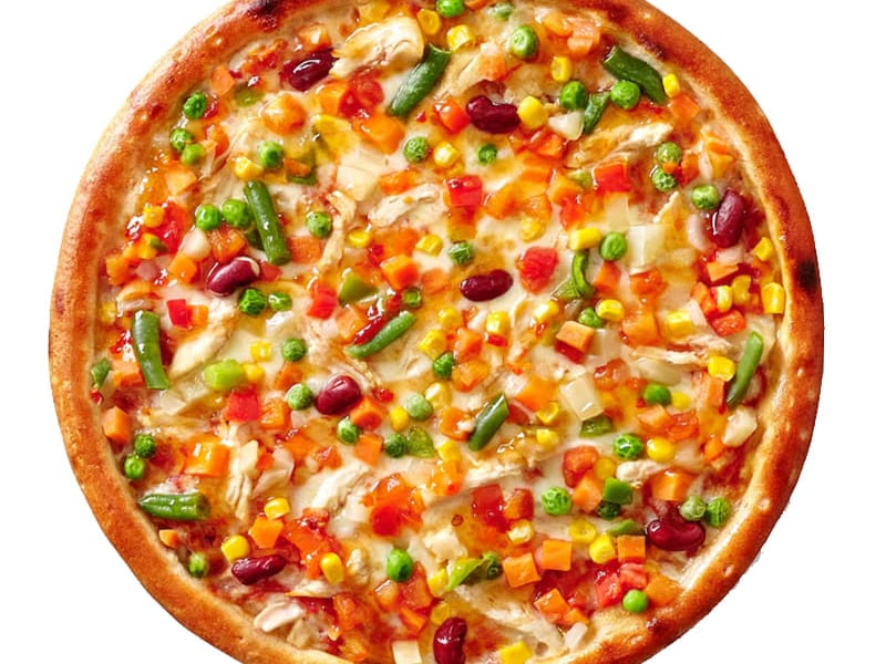 Mexican Pizza, Chicken (tikka), cheese, onion, olives & tomatoes with Mexican sauce, Sufraq Karachi