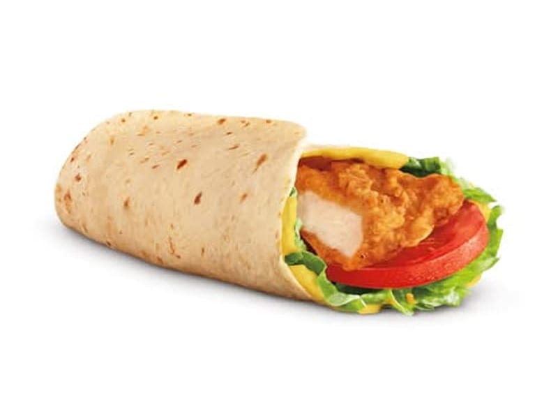 Mustard Wrap, Tortilla bread, juicy & crispy chicken, iceberg, mustard sauce & jalapeno, Sufraq Karachi
