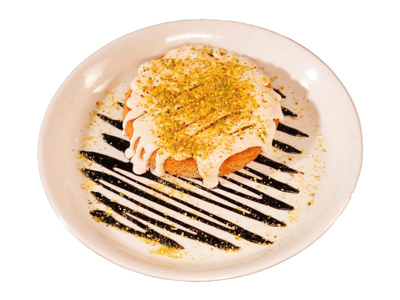 Royal Kunefe, Middle Eastern dessert with sweet cheese, syrup and pistachio, Sufraq Karachi